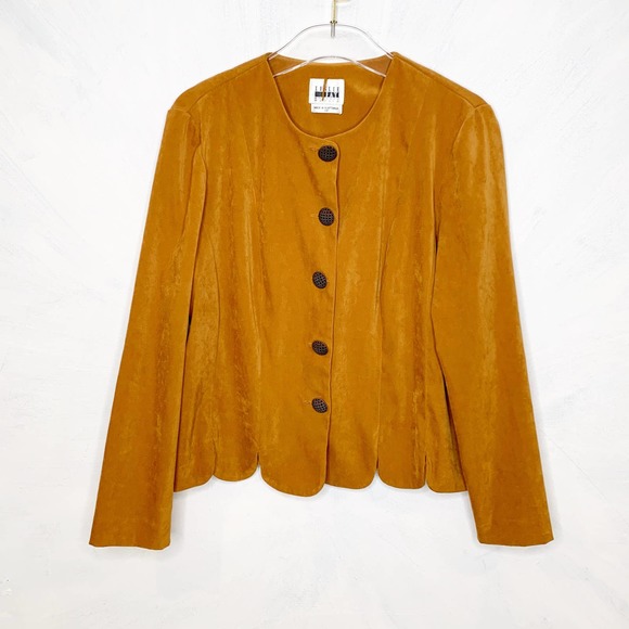 Leslie Fay Jackets & Blazers - Vintage Leslie Fay Scallop Hem Mustard Blazer 16